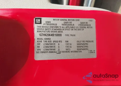 2008 GMC Sierra 2500Hd Slt z USA, uszkodzony, nr VIN 1GTHK29K48E158899